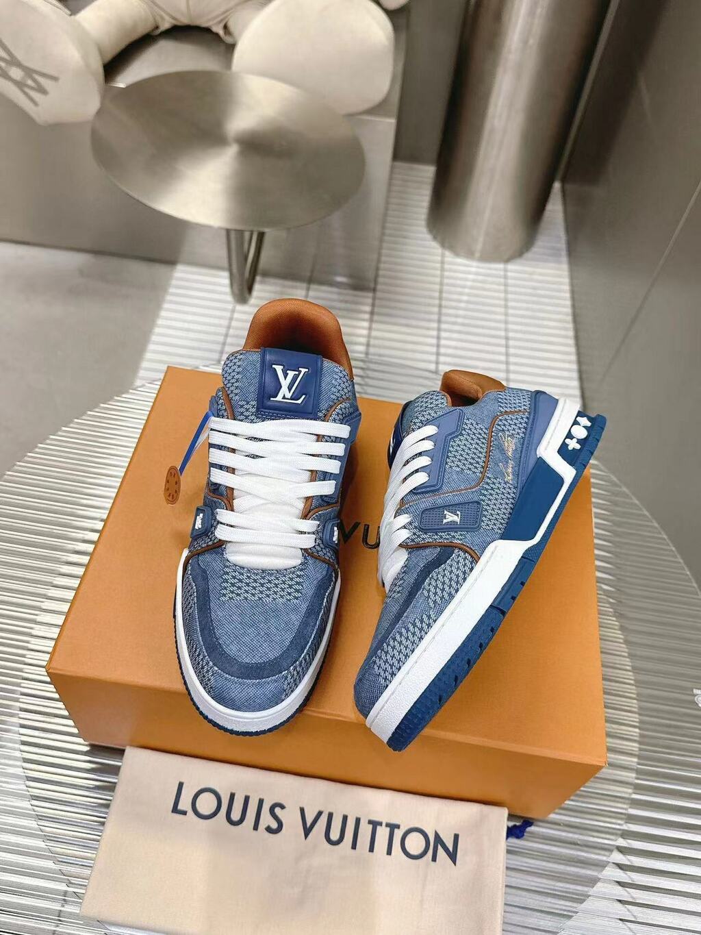 LV Trainer Blue Damier 3D Denim – Manfrim Store