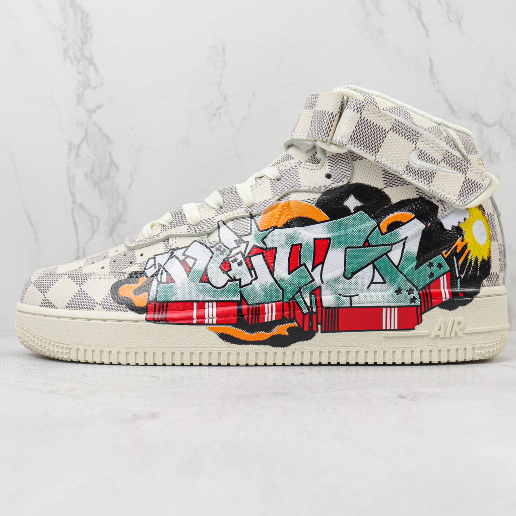 Louis Vuitton Nike Air Force 1 Mid By Virgil Abloh Graffiti Louis Vuitton Nike Air Force 1 Mid By Virgil Abloh Graffiti