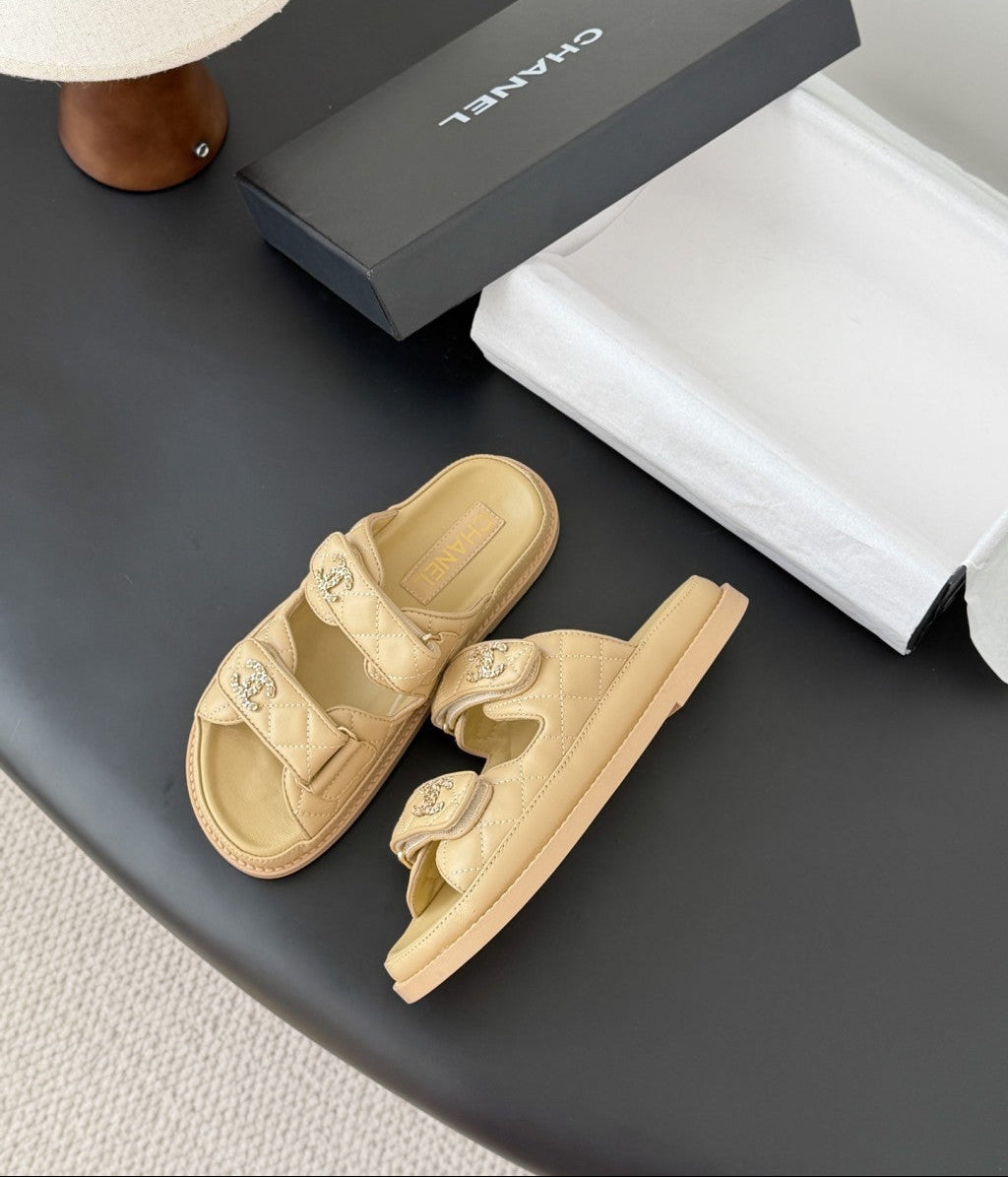CHANEL Quilted Dad Sandal  Beige.