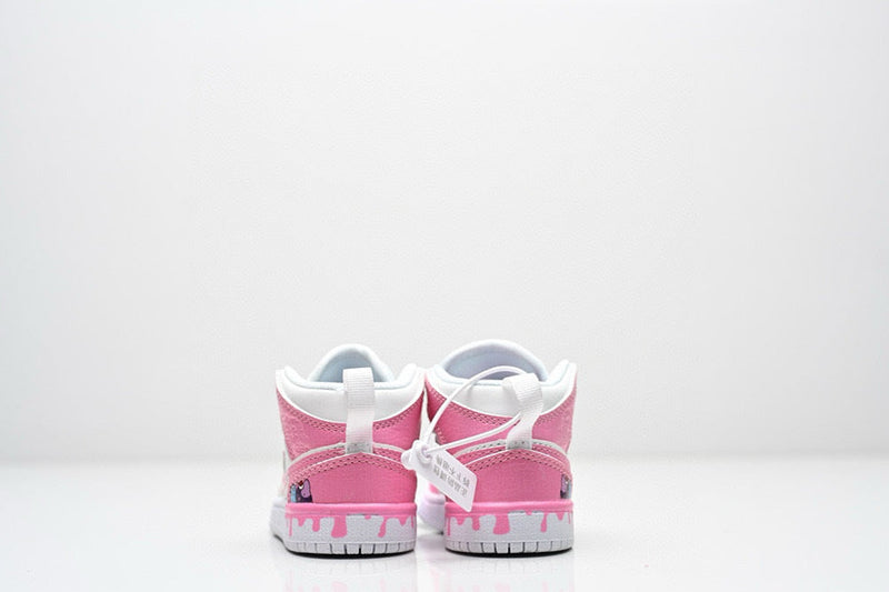 Air Jordan 1 Mid white and pink infantil