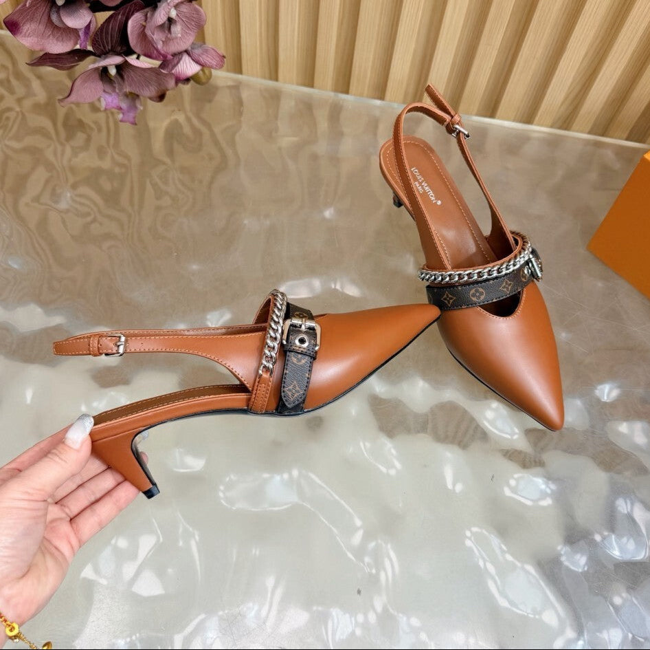Louis Vuitton LV Vibe Slingback Pumps Brown