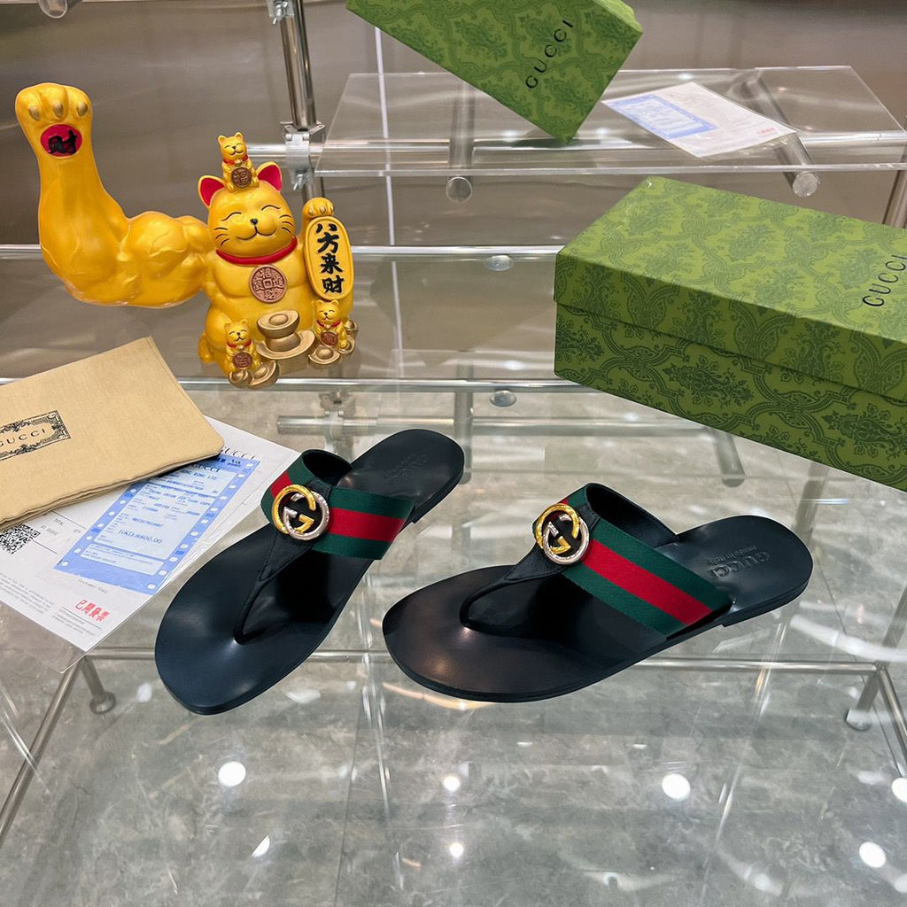 GUCCI Red & Green Kika Thong Sandals ( FEMININO) ( Pronta entrega)