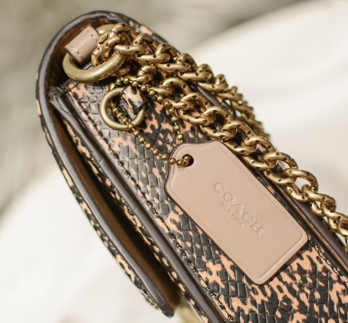 Coach Hutton Signature Snake Chain Bag Ferragens Douradas