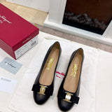 Ferragamo Vara Pump Salto Bloco Baixo Black