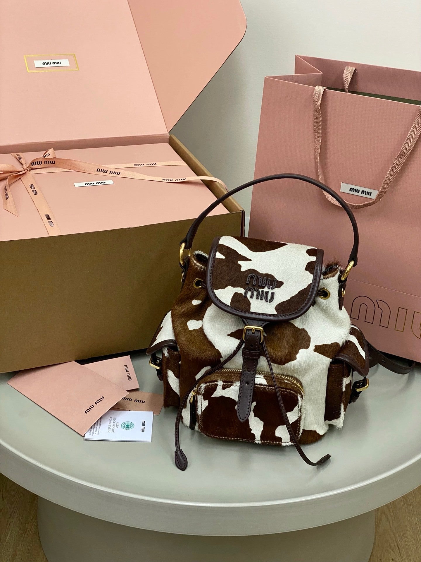 Miu Miu animal-print Backpack cow