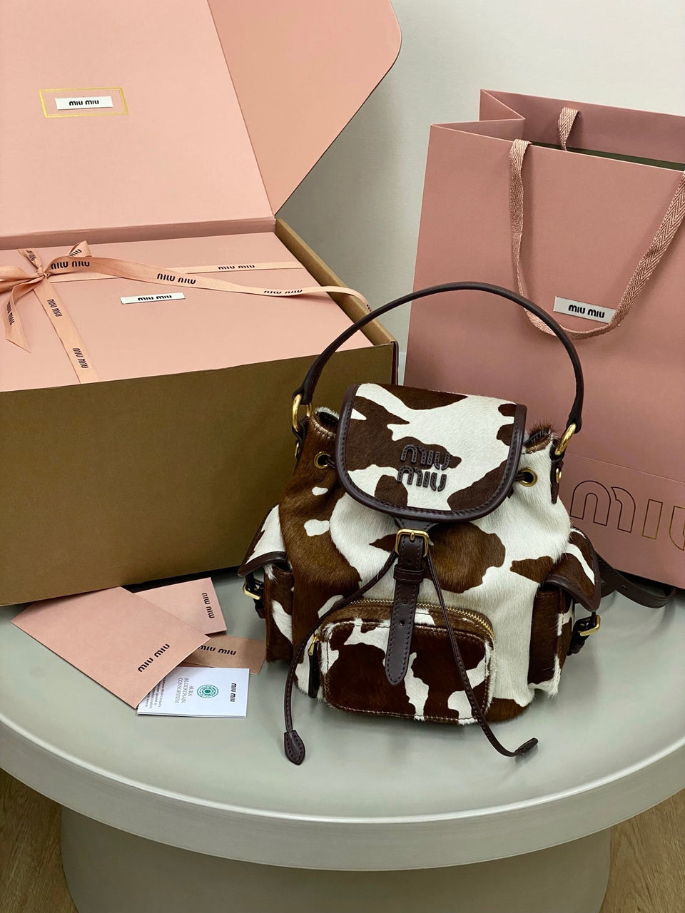 Miu Miu animal-print Backpack cow