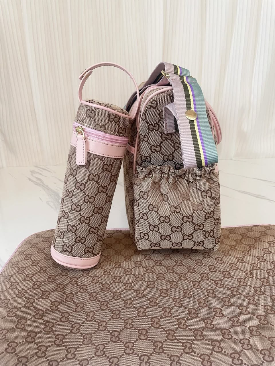 Gucci GG Canvas Diaper Bag rosa