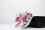 Air Jordan 1 Mid white and pink infantil