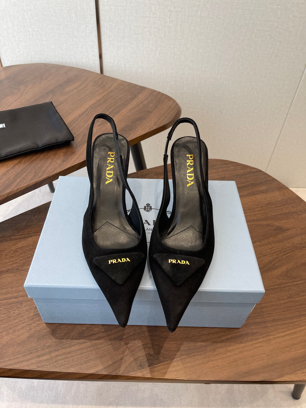 Prada  slingback pump suede Black