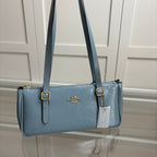 Coach Asher Shoulder Bag Shiny Crinkle Leather Blue