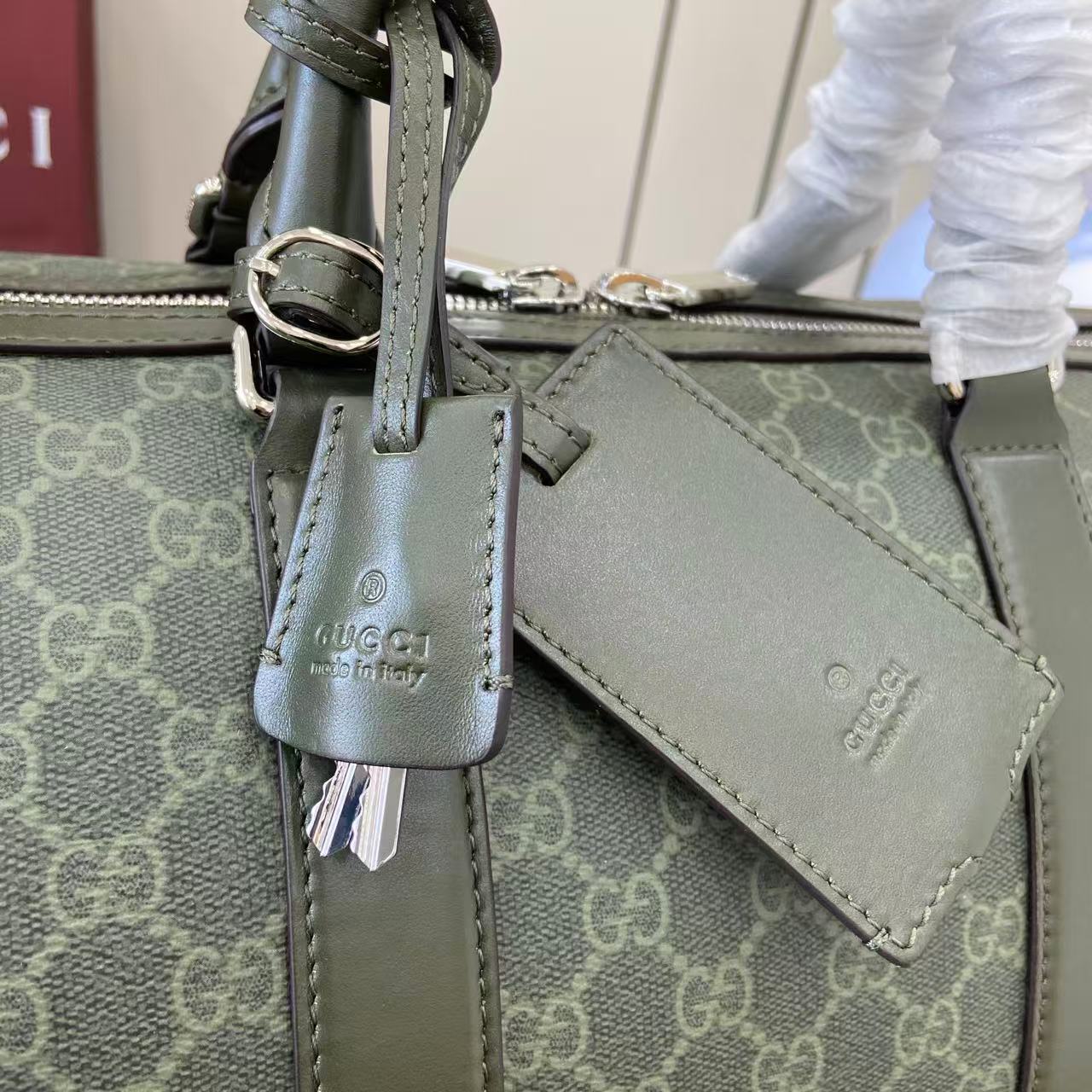 Gucci GG Monogram Medium Duffle Bag Dark Green