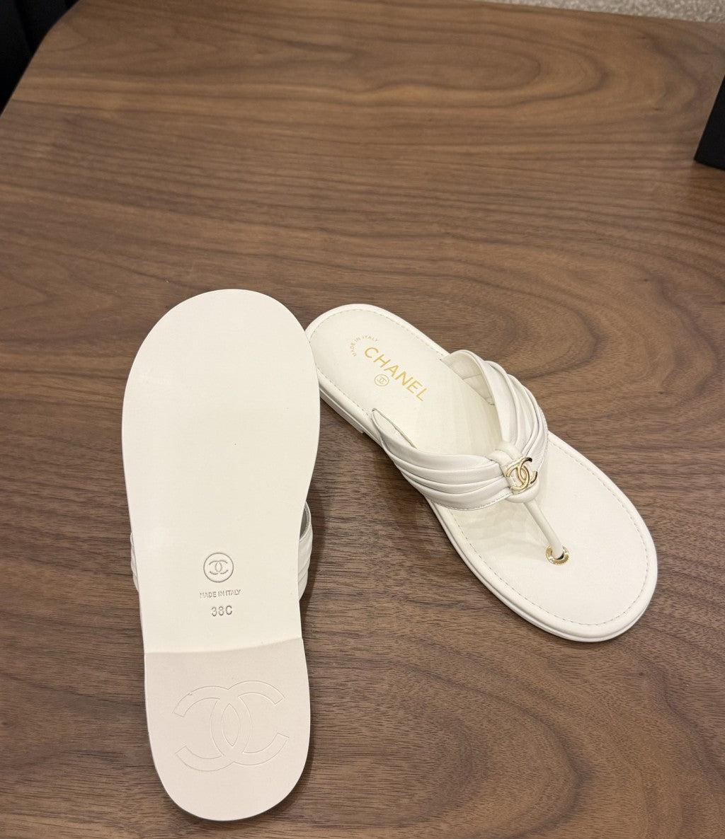 Chanel Thong Sandals White.