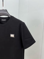 Cotton T-shirt With Branded Tag Black