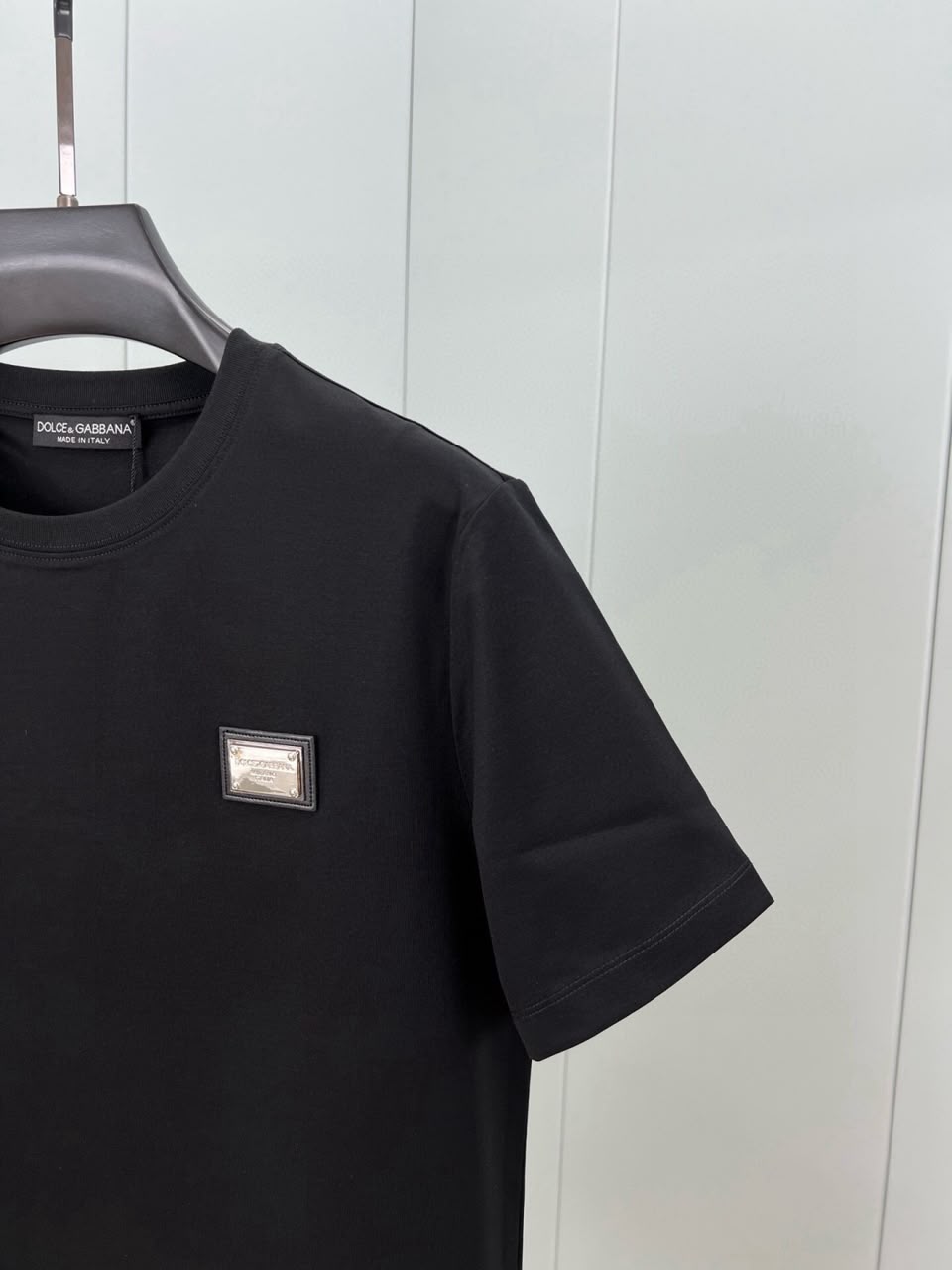 Cotton T-shirt With Branded Tag Black