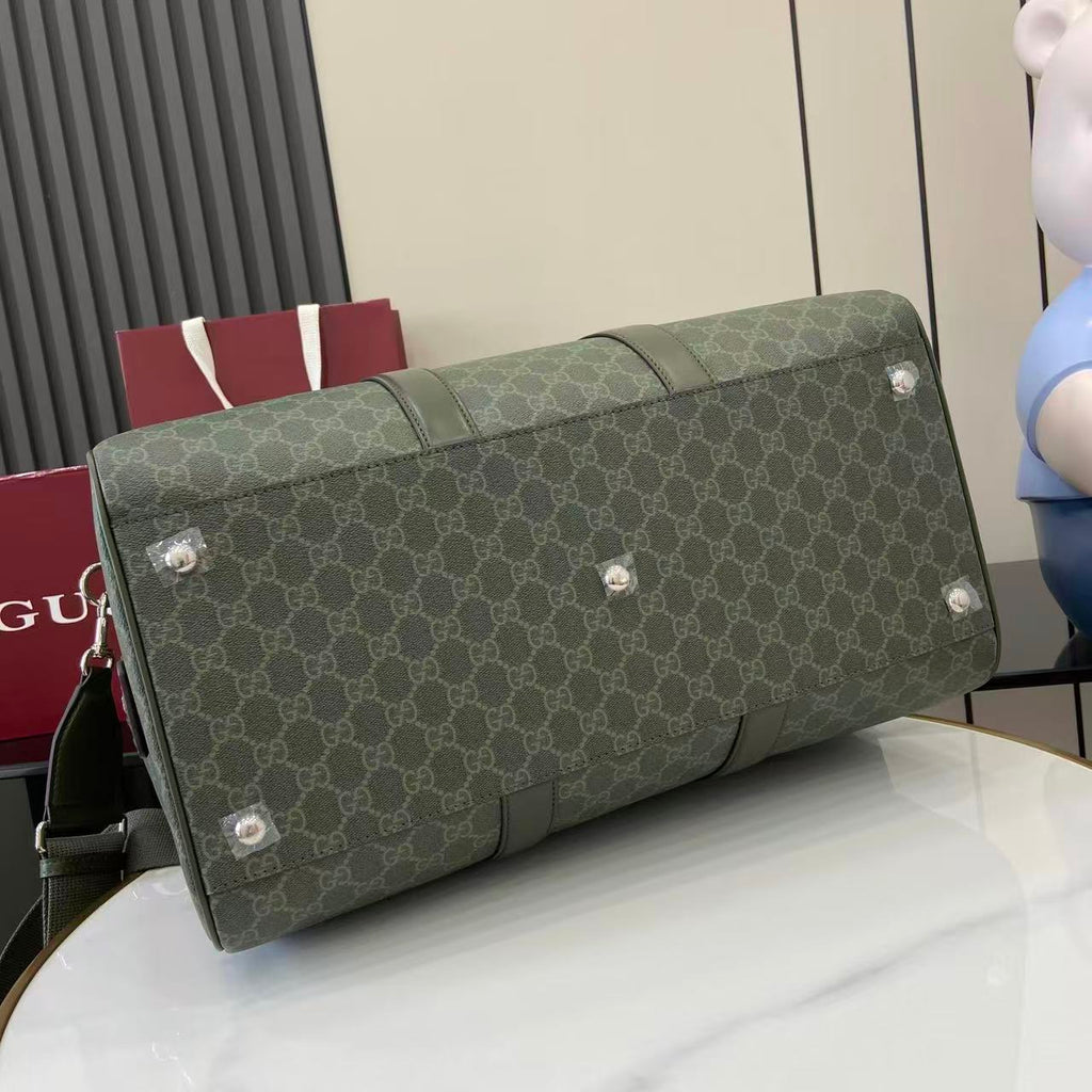 Gucci GG Monogram Medium Duffle Bag Dark Green