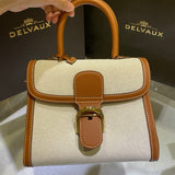 Delvaux Brillant Mini Leather Bag Off White / Caramelo