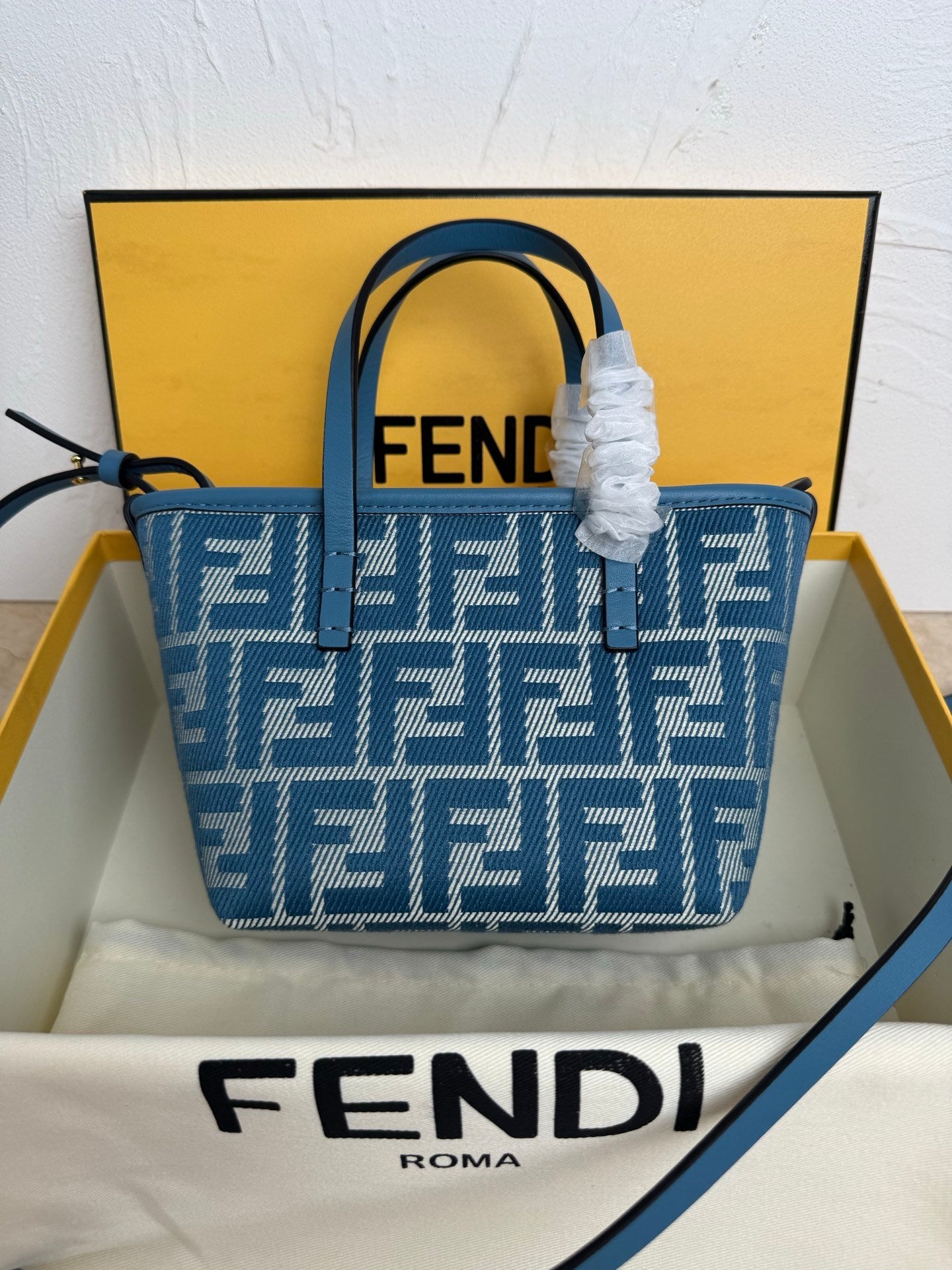 Fendi Roll Tote Mini FF Blue
