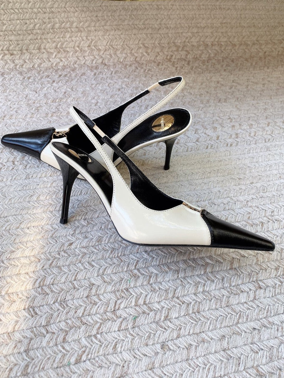 Saint Laurent Scarpin Slingback Babylone Breteuil Noir 90 mm