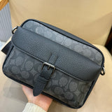 Bolsa Transversal Coach Warner em Canvas Signature Black