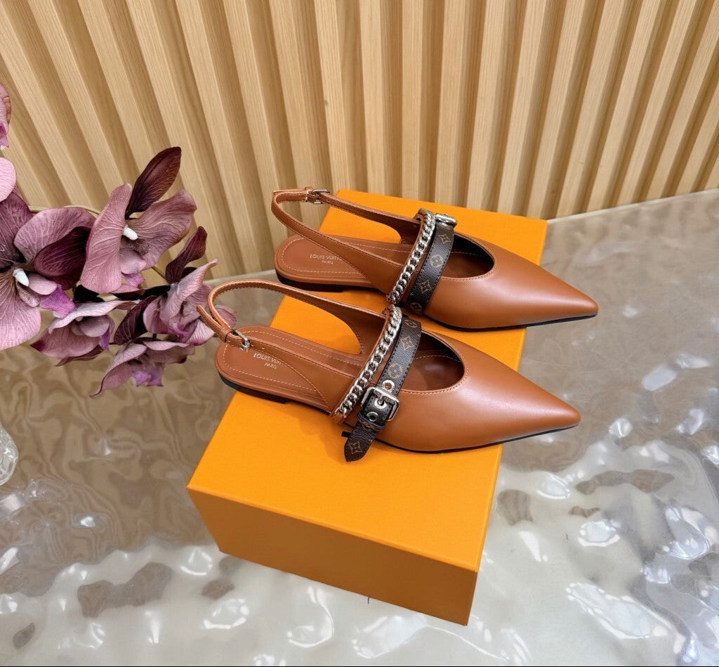 Louis Vuitton Vibe Slingback Flat Ballerina Brown