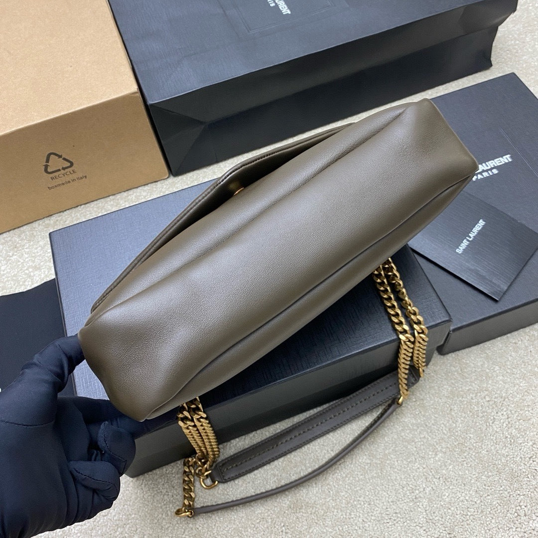 Yves Saint Laurent Calypso Lambskin Brown Ferragens Douradas