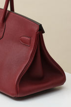 Shoulder Birkin Style Leather Burgundy