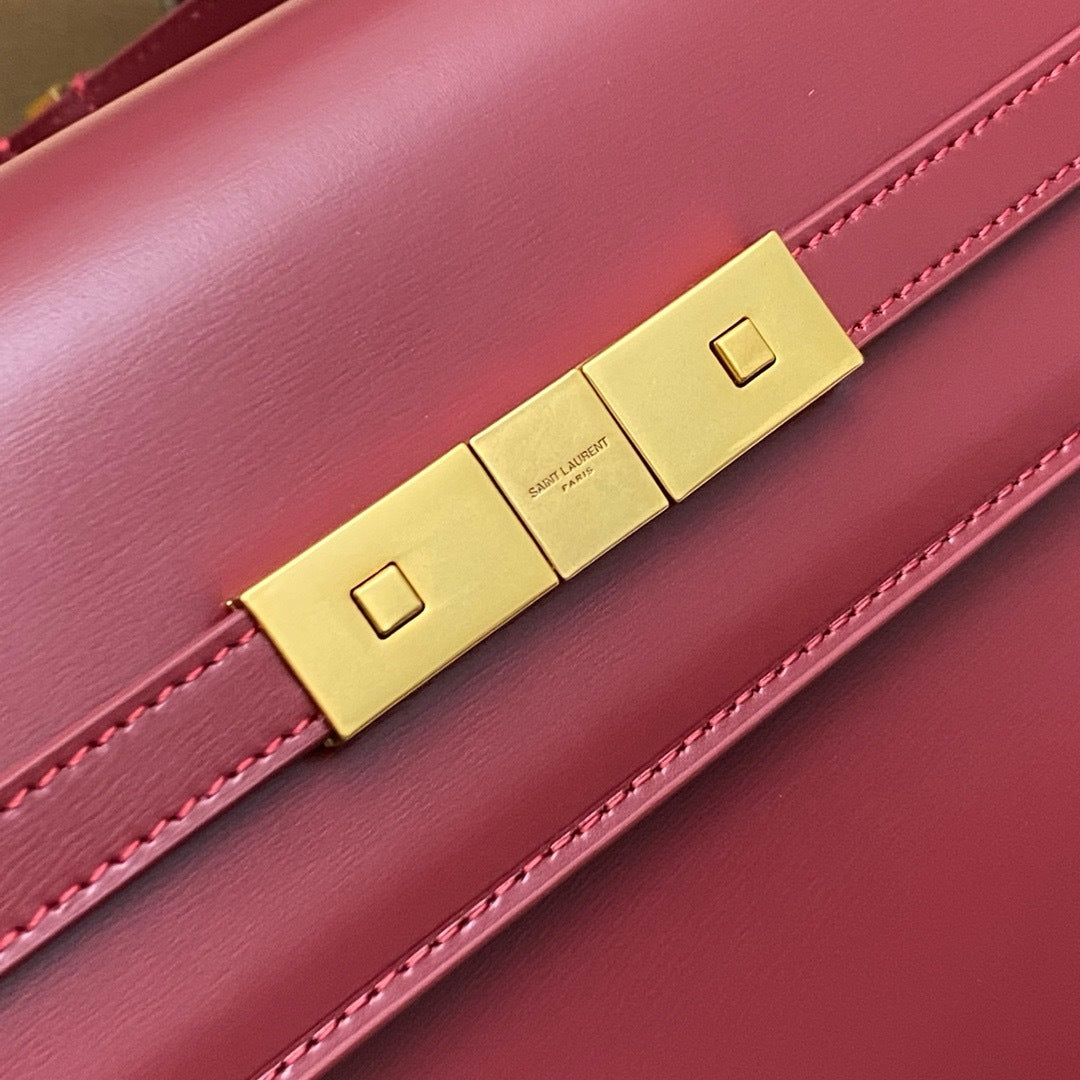 Saint Laurent Manhattan Small Shoulder Bag  Red Ferragens Douradas