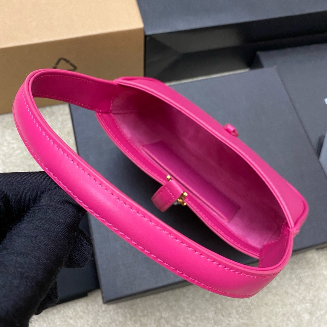 Saint Laurent Le 5 À 7 Top Handle Bag Pink Ferragens Douradas