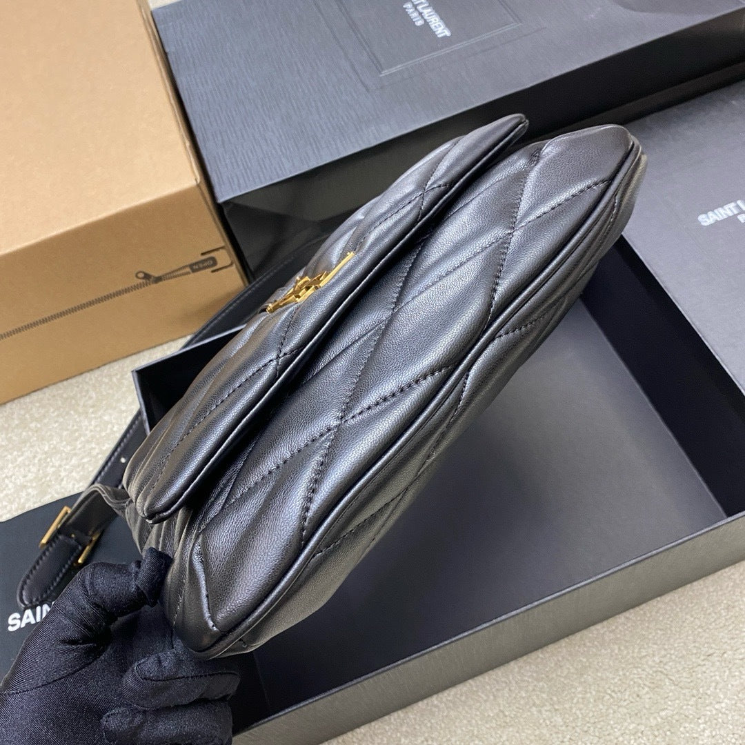 Saint Laurent Jamie Shoulder Bag Black Ferragens Douradas