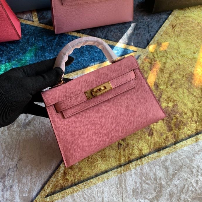 Bolsa Kelly Sellier Mini II Rose Azalée (tamanho 20) .
