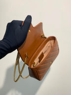 Bolsa GG Marmont Mini Matelassê Chevron Marrom