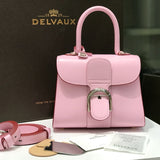 Delvaux Brillant Mini Leather Bag Pink Ferragens Prata
