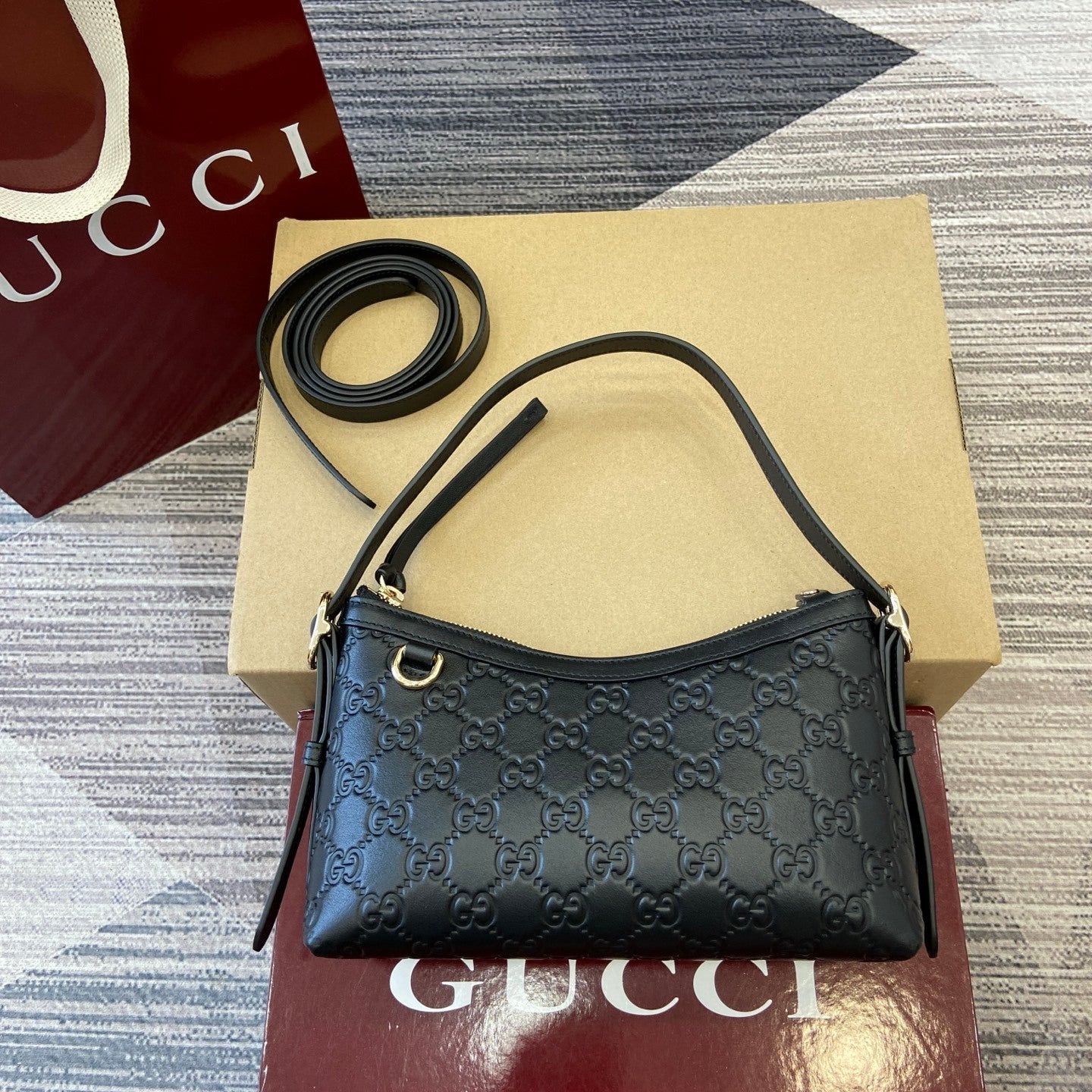 Gucci GG Emblem Small Shoulder Bag Black