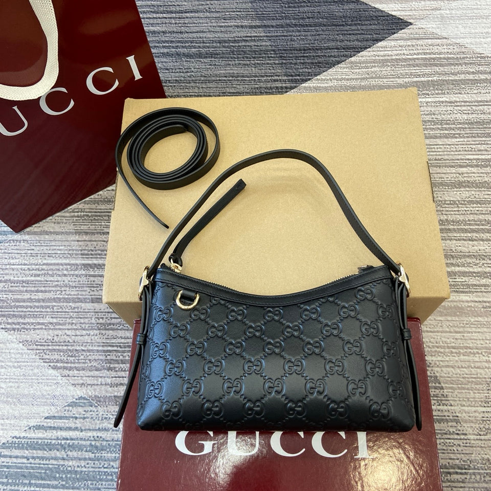 Gucci GG Emblem Small Shoulder Bag Black