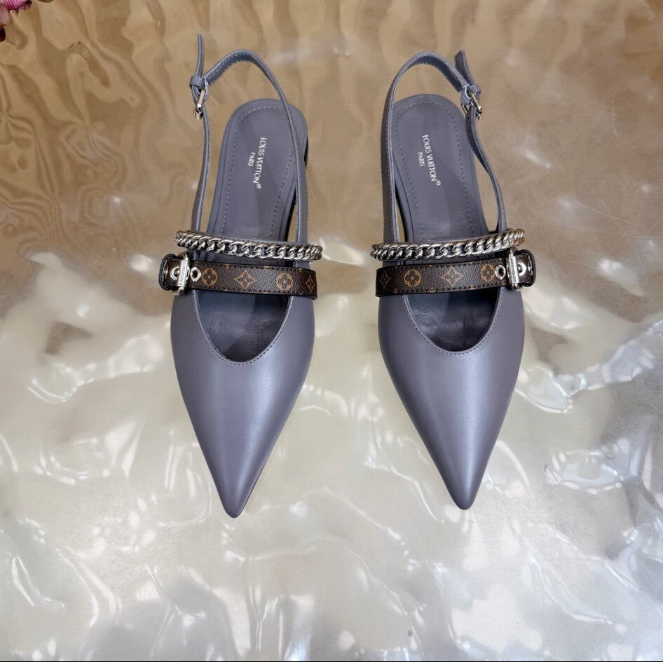 Louis Vuitton Vibe Slingback Flat Ballerina Gray