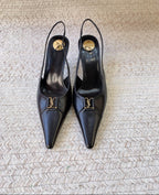 Scarpin Slingback Babylone Breteuil Black Saint Laurent Black  75 mm