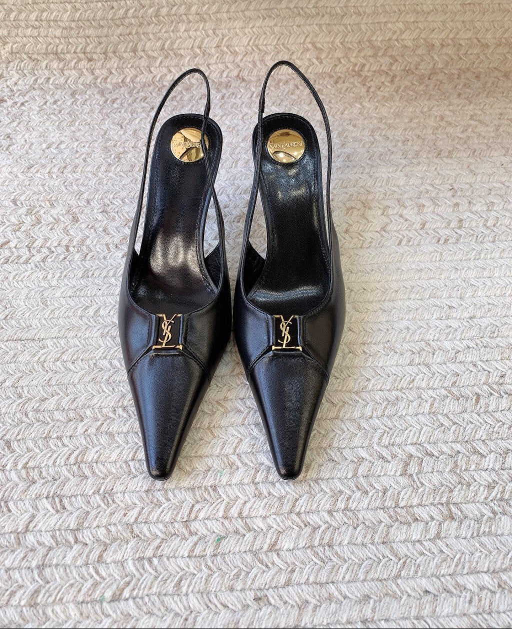 Scarpin Slingback Babylone Breteuil Black Saint Laurent Black  75 mm