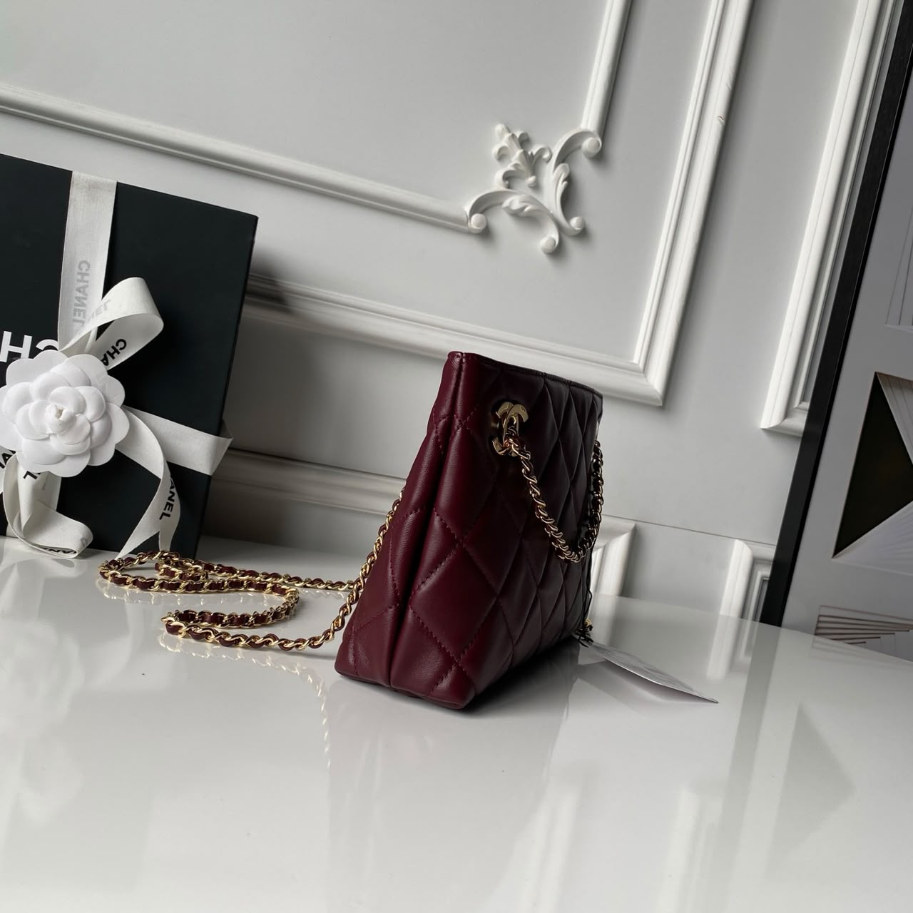Chanel Mini Shopping Bag Dark Burgundy