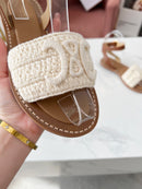 CELINE LYMPIA SANDAL in TRIOMPHE MACCRAMÉ COTTON & CALFSKIN (Pronta entrega)