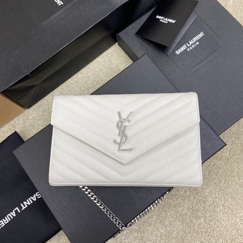 Saint Laurent Shoulder Bag White Ferragens Prata