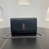 Saint Laurent Kate Chain Bag Black Ferragens Prata