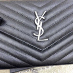 Saint Laurent Shoulder Bag Black Ferragens Prata