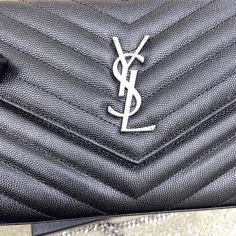 Saint Laurent Shoulder Bag Black Ferragens Prata