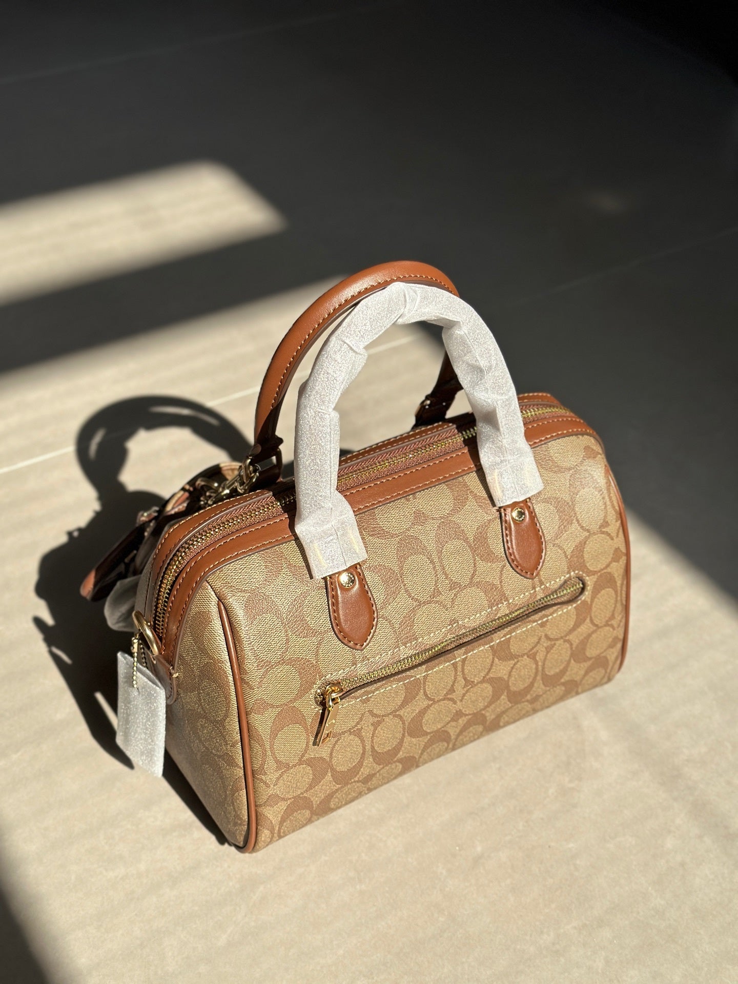 Coach Rowan Satchel Beje / Brown Signature Canvas
