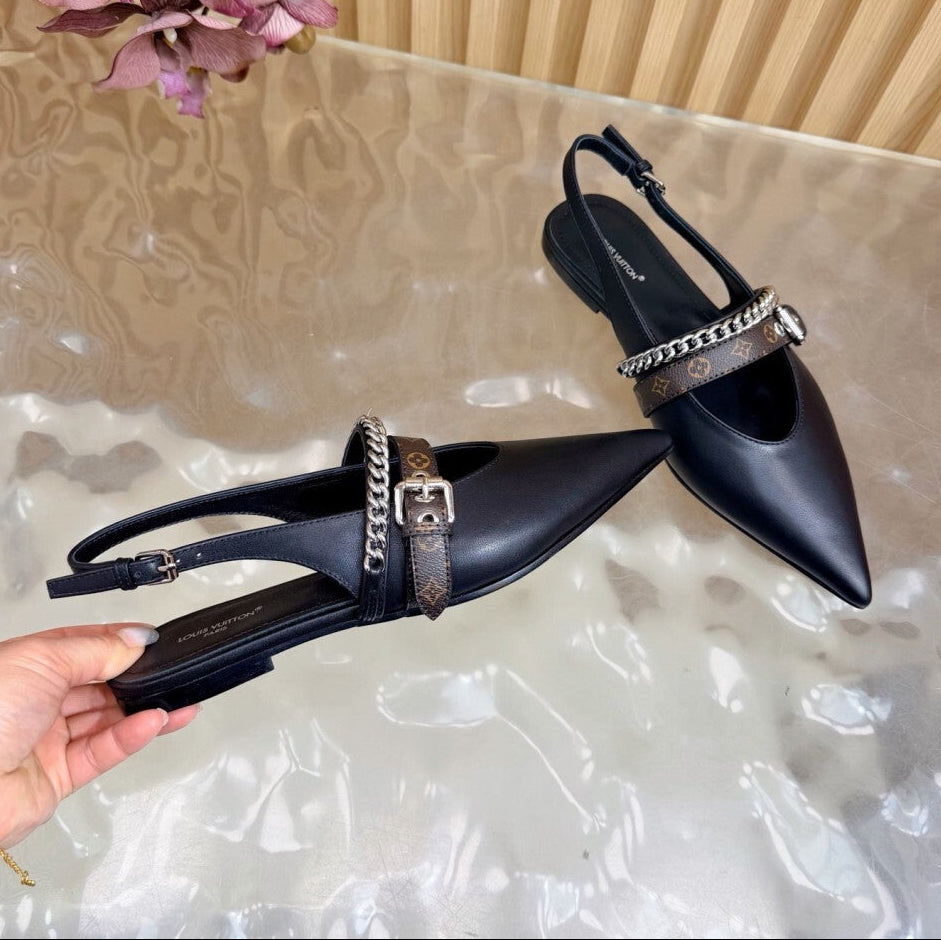 Louis Vuitton Vibe Slingback Flat Ballerina Black