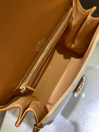 Delvaux Brillant Mini Leather Bag Off White / Caramelo