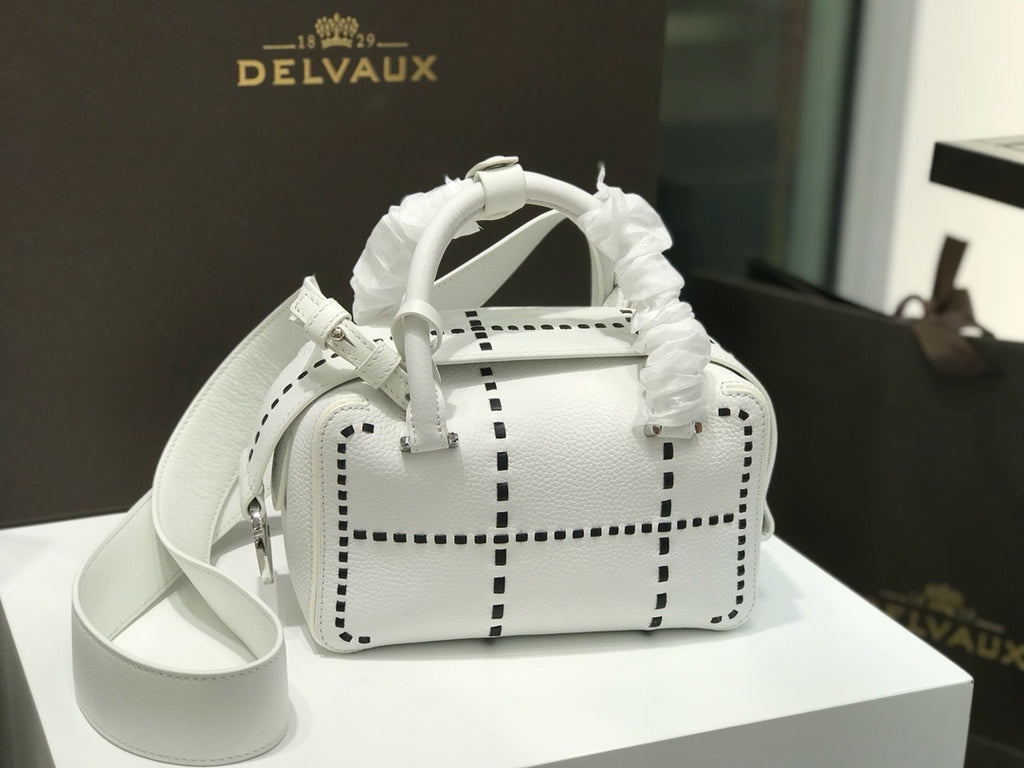 Delvaux Cool Box White Costura Contrastante
