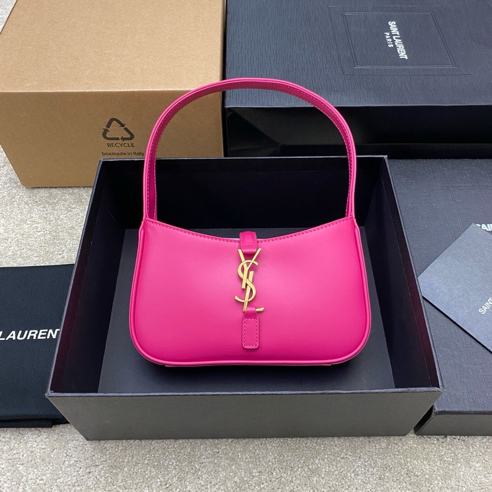 Saint Laurent Le 5 À 7 Top Handle Bag Pink Ferragens Douradas