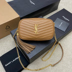 Saint Laurent Lou Camera Bag Camel Ferragens Douradas