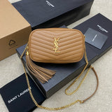 Saint Laurent Lou Camera Bag Camel Ferragens Douradas